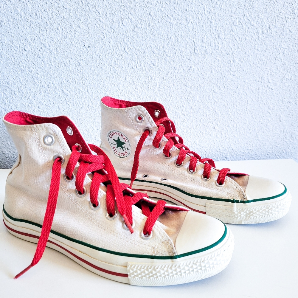 Converse Chuck Taylor All Star High Top Red, White, and Green Men 7 Women 9